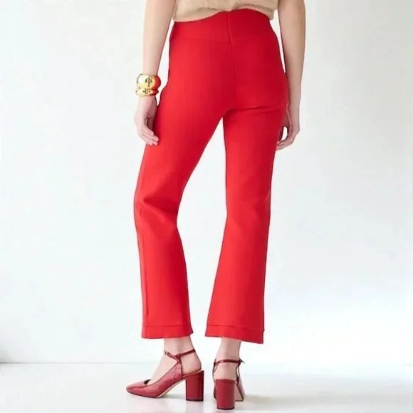 J. Crew Delaney Kickout Tall Red Cropped Pants - Picture 2 of 2